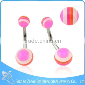 BR01822 Nickel Free Blue Resin Ball Cheap Price Silver Color Bar Belly Button Rings thumbnail-6
