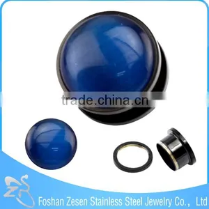 TP011448 New Arrive Stainless Steel Body Piercing Pink Imitation Cat's Eye Stone Ear Plug thumbnail-3