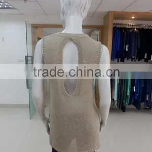 2016 Summer New Stylish Ladies Sweater With the Slit at Sideseam and Hole at Back Panel thumbnail-2