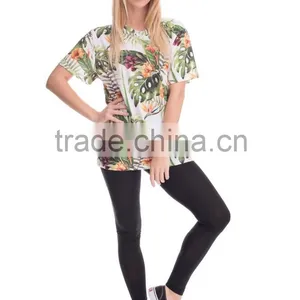 Factory New Arrived 3D Print Tropical Flower Wholesale Polyester Gym T-shirt thumbnail-4