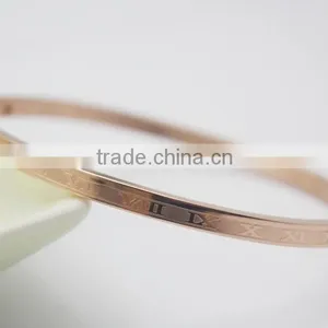 Fashion 3Colors Rose Gold Roman Numeral Stainless Steel Bracelet thumbnail-6