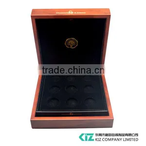 High-end Wooden Commemorative Coin Box, Medal Box for 9 Pcs thumbnail-1