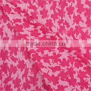 2015 Esse Textile Knitted Fabric T/R Fabric Red Flower Burnout Fabric for Garment thumbnail-1