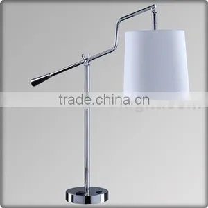 UL CUL Listed Brushed Nickel Hotel Table Lamp With Power Outlet Swing Arm T20333 thumbnail-1