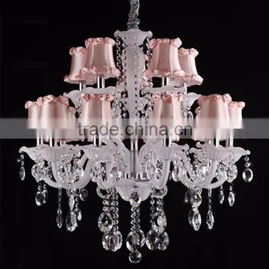 Replica White Crystal Chandelier Lighting Glass Lamp Shade Fabric thumbnail-1