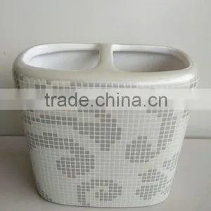 Ritzy Ceramic Bathroom Accessories Set Holder 4 Pcs : Tumbler, Soap Dish, Dispenser, Toothbrush Holder thumbnail-6