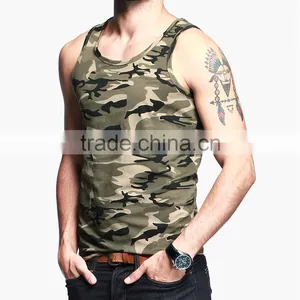 New Fashion Custom Print Cotton Spandex Camouflage Tank Top for Men thumbnail-1