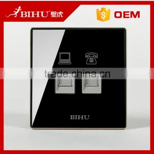 BIHU Brand High Quality Crystal Black Telephone Data Outlet Socket Rj45 Rj11 Plug thumbnail-1