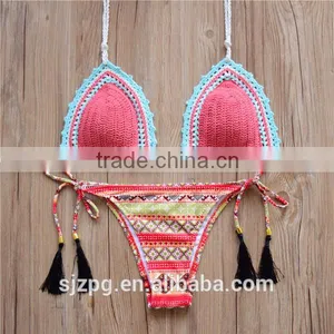 Micro Crochet Latest Fashion Bikini, Cotton Handmade Crochet Beachwear for Girl thumbnail-1