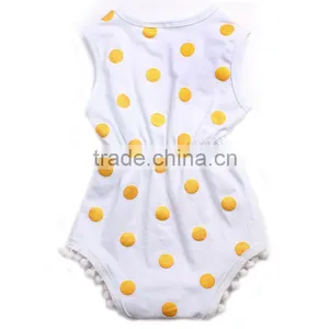 Plain White Baby Rompers White and Yellow Spot Rompers Baby Girls Rompers Jumpsuits thumbnail-2