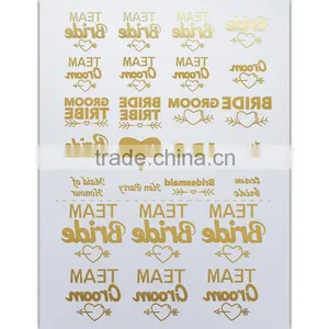 Custom Hot Sale Wedding Tattoo Team Bride Gold Silver Tattoo Stickers Quality Choice thumbnail-2