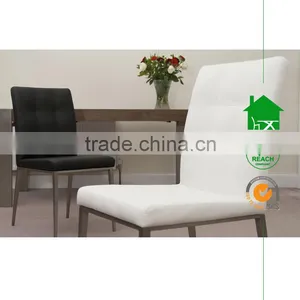 DC-2513 Colorful Modern High Quality White Leather Dining Chair With Brushed Steel Legs thumbnail-1