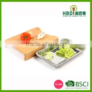 Wooden Bamboo Kitchen Cutting Board With S/s Tray thumbnail-1