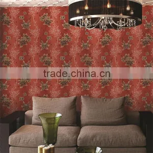 2015 Best Selling Stocklot Adhesive Vinyl Red Chinese Wallpaper thumbnail-1