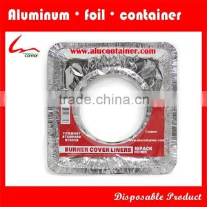 Household Kitchen Used Disposable Square Aluminium Foil Gas Burner/Stove Mat/ Gas Stove Liner With One Hole thumbnail-1