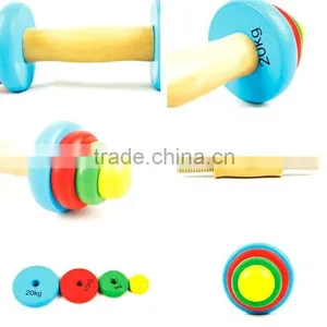 Colorful Wooden Dumbbell For Children and Women thumbnail-4