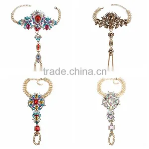 Crystal Foot Hand Chain Jewelry Barefoot Sandals Anklet With Toe Ring thumbnail-1