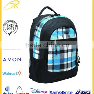 High School Oversized Blue Plaid Multi Compartment Backpack for School, Middle School Backpack thumbnail-3
