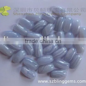 High Quality Natural Semi Precious Gemstone Blue Lace Agate Rectangle Cushion Cab thumbnail-1