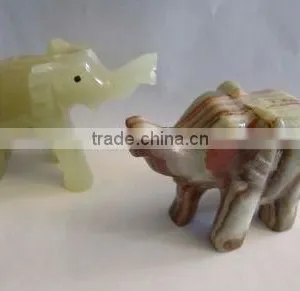 Natural Jade Decorative Sculpture Lovely Elephant Statues thumbnail-1