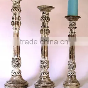 Wood Candle Stand, Hand Carved Wooden Candle Holder, Tall Wooden Candle Holder, Wedding Decoratiion Candle Holder thumbnail-1