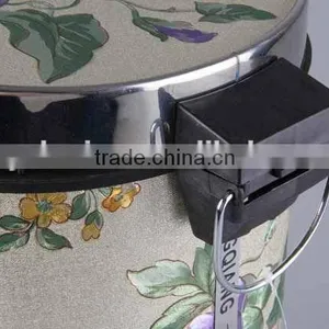 Printed Plastic Trash Can Stainless Steel Pedal Rubbish Bin Household Garbage Can thumbnail-4