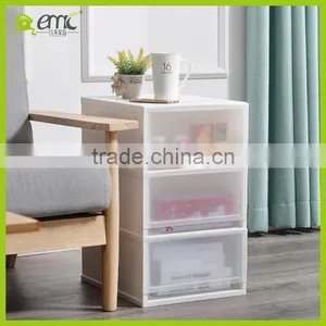 Wholsale Emc 3 Tiers Plastic Drawer Storage Cabinet With Color Print Transparent Storage Box thumbnail-4
