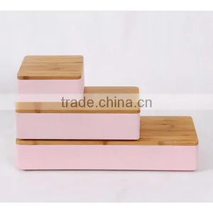 Pink Concrete Jewelry Box With Wood or Bamboo Lid thumbnail-1