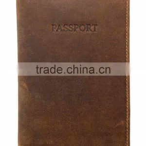 100% Soft Leather RFID Blocking Distressed Leather Passport Cover / Holder Wallet Case thumbnail-2