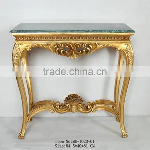 Reproduction Hand Carved Furniture Console Table With Green Marble thumbnail-2