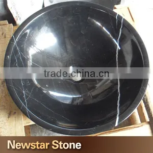 Chinese Polished Black Carved Marble Sink thumbnail-1