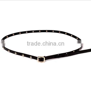 Wholesale Rivet Decorated Square Buckle Sex Women Lady Thin PU Waist Belt thumbnail-2