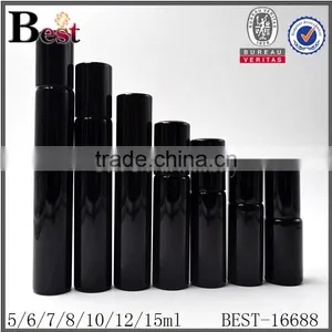 New Products Different Size Black Roll on Bottles Wholesale Perfume Essential Oil Tube Glass Bottle Roll on High Quality Factory thumbnail-1