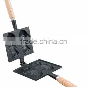 Wooden Handl Taiyaki Maker Japanese Waffle Maker for Gas Stove thumbnail-1