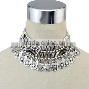 Fashion Vintage Boho Women's Short Necklace Choker Necklace Charm Clavicle Chain Jewelry Silver thumbnail-1