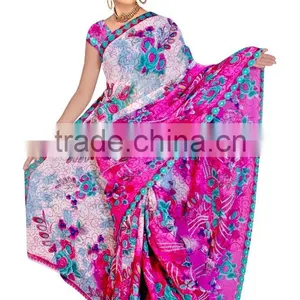 Designer Printed Saree With Blouse thumbnail-1