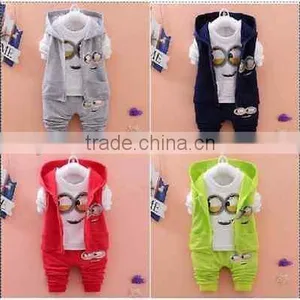 3PCS Baby Boys Girls Clothing Set Long Sleeve Shirt Pants Vest Hoodie thumbnail-1