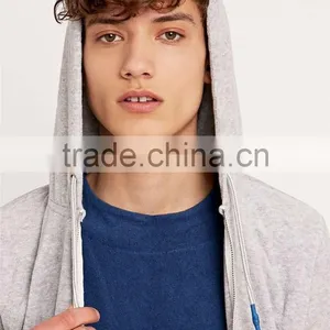 Thin Hoodie With String Blank Pullover Grey Wholesale Plain Zip Hoodies thumbnail-4