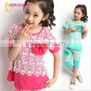 Wholesales Summer Korea Fashion Sport Suit Girl Flower Suit for Children thumbnail-2