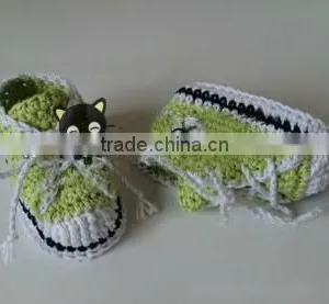 Hand Crochet Baby Shoes With Latchet Fashion Toddlers Infant Winter Knitted Shoes thumbnail-6