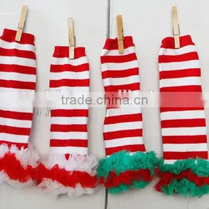 Baby Ruffle Flower Legging Warmers Christmas Stripe Baby Kids Leg Warmer thumbnail-3