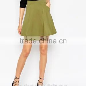 Regular Fit Stretch Waist Soft-touch Jersey Skater Skirt With Pockets thumbnail-3