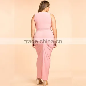 Plunge Neck Sleeveless Plus Size Maxi Evening Dresses for Fat Ladies thumbnail-3