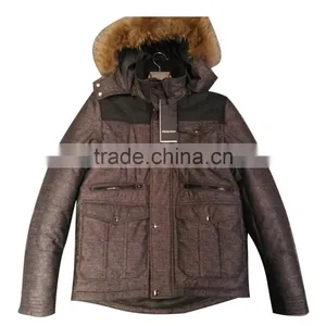 Fleece Lined Hooded Mens Fur Hood Padding Jacket thumbnail-1