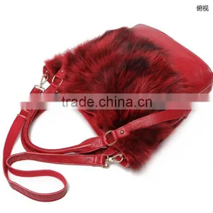 Fox Fur Ladies Fashion Genuine Leather Handbags thumbnail-3