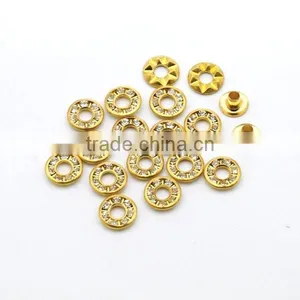 4 Colors 9mm Round Metal Brass Rhinestone Eyelets Crystal Diamond Grommets Glass Eyelets RE-9mm-001 thumbnail-5