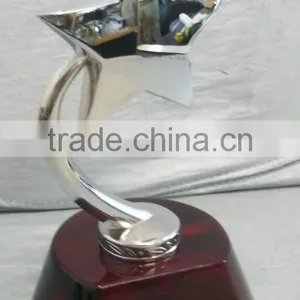 Wooden Award With Metal Star Trophy thumbnail-2