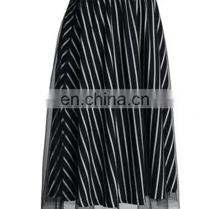 Monochromic Stripes Mesh Midi Skirt thumbnail-2