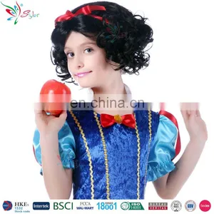 Kids Cosplay Party Black Synthetic Wig Snow White Wig for Children Halloween thumbnail-1