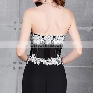 Grace Karin Hot Sale Sweetheart Neckline Chiffon Split Leg Long Black Lace Prom Dress CL7519 thumbnail-6